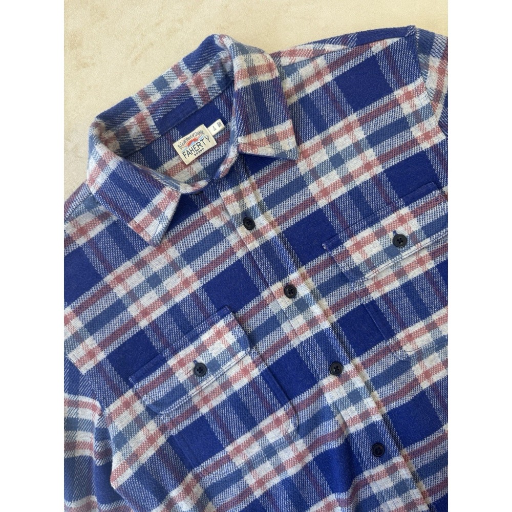 Faherty Legend Shirt Men's Small Navy Skyline Plaid Sweater Soft‎
